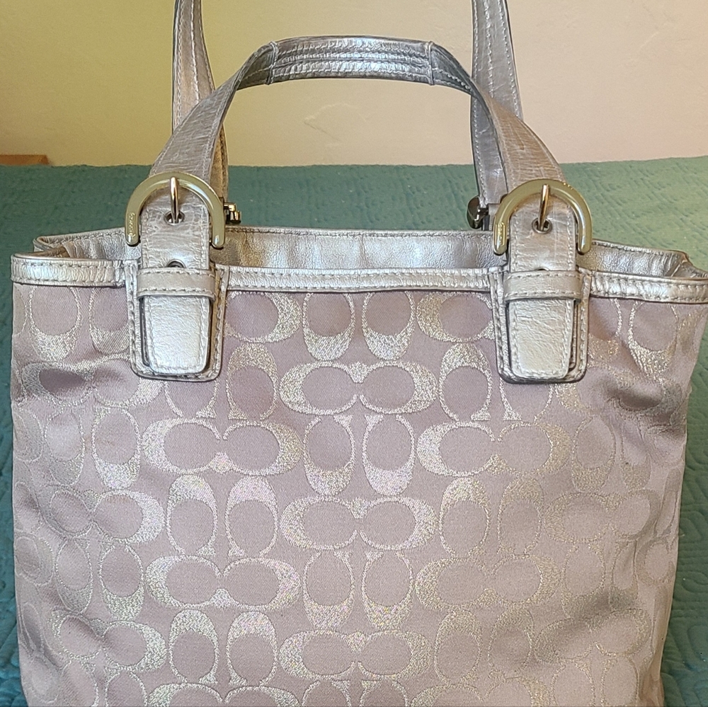 GORGEOUS Silver Logo Coach Bag